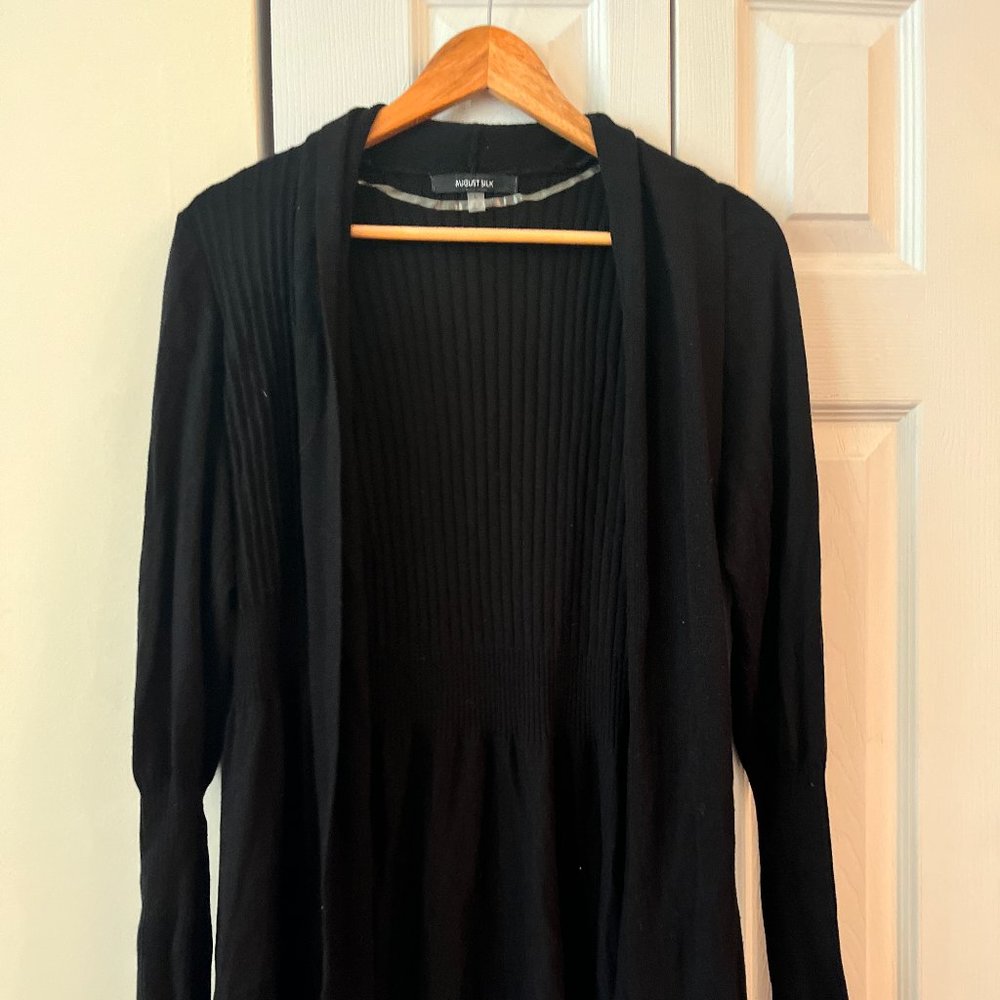 August Silk Open Front Long Cardigan (L)